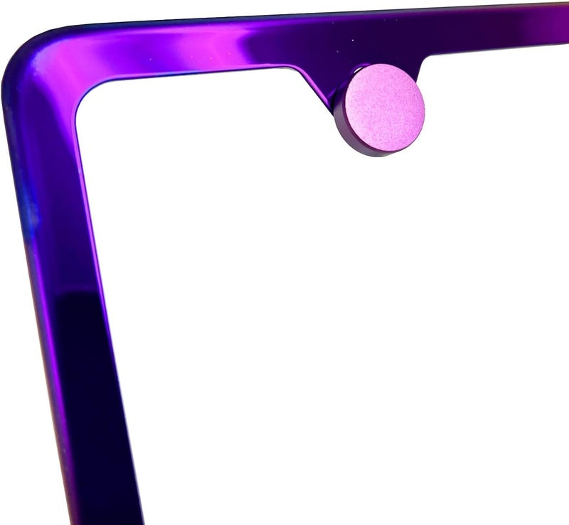 NAROWAN Color: Purple - License Plate Screws -Stainless Steel, Set of 4 Fasteners - for Front or Rear License Plates, Frames or Covers on Car, Truck, SUVs - Rustproof, Self Tapping and M6 Screws Aluminum caps - Image 2